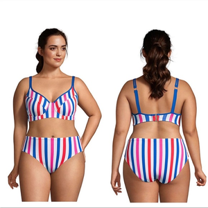 New Land’s End Bikini Bottoms Striped Plus size Full Coverage‎